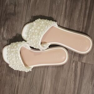 Jasmine Pearl Slide Sandals with Memory Foam Insole - A New Day™ Cream